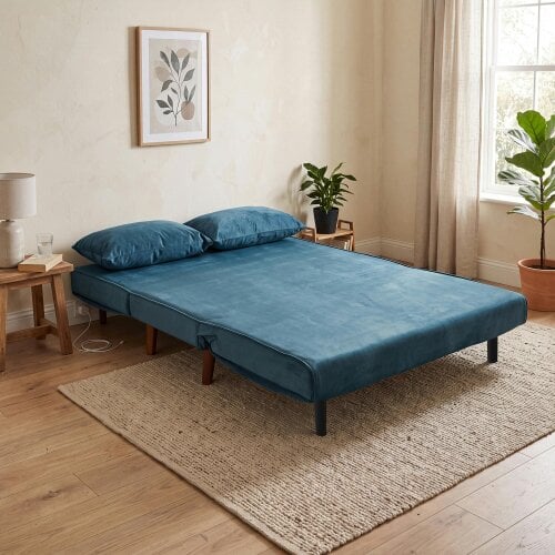 Kosy Koala Double Sofa Bed Sleeper Foldable Portable Pillow Lounge Couch Blue Sofa