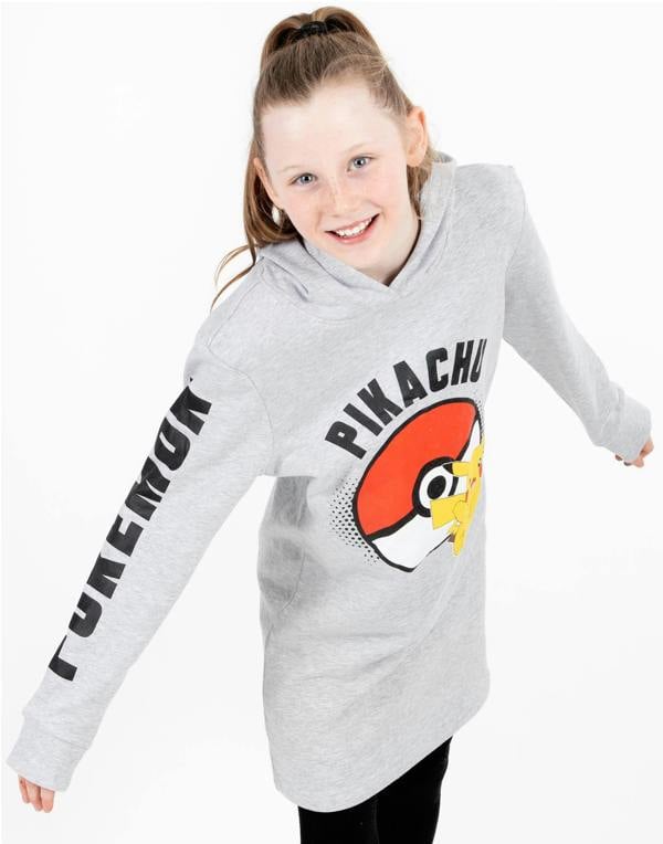 Pokemon Girls Grey Pikachu Placement Print Hoodie
