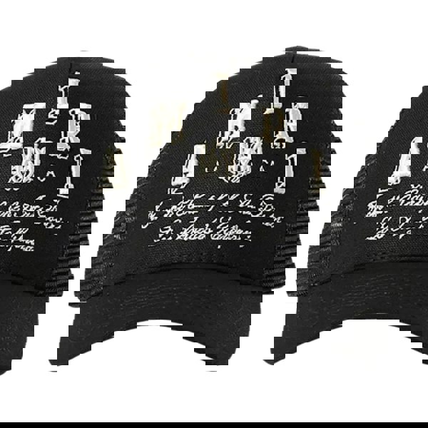 Amiri Varsity Branded Logo Black Trucker Hat One Size