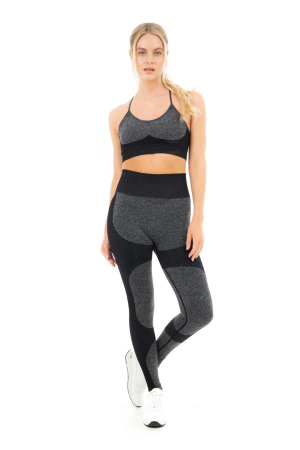 Smart Living Women's Seamless Ribbed Marl Leggings - Black