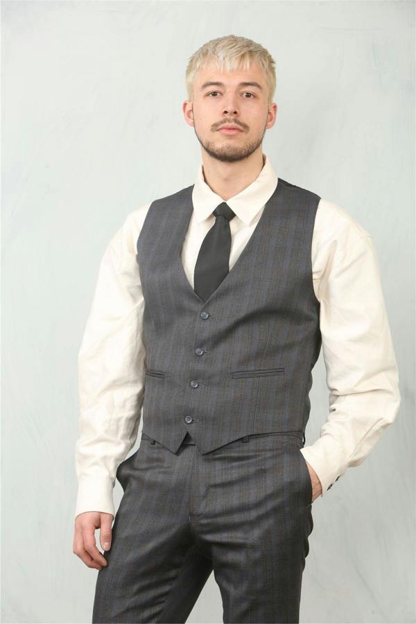 Infinity Leather Men's 3 Piece Prince Of Wales Charcoal Suit Workwear