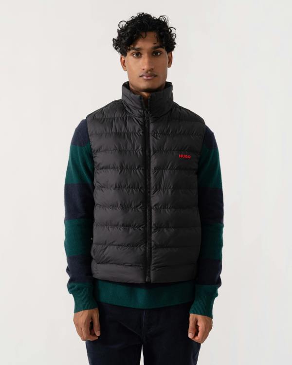 Front of HUGO Banks2641 Mens Padded Gilet - Black 001