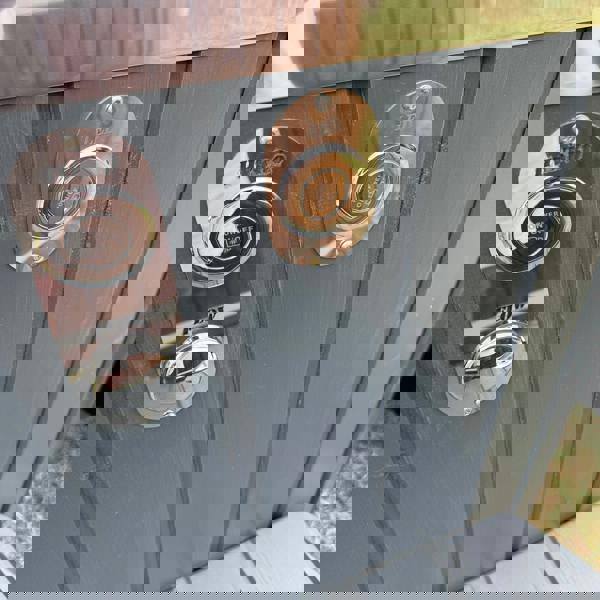 Layzee Living wood-fired ofuro tub spa system buttons