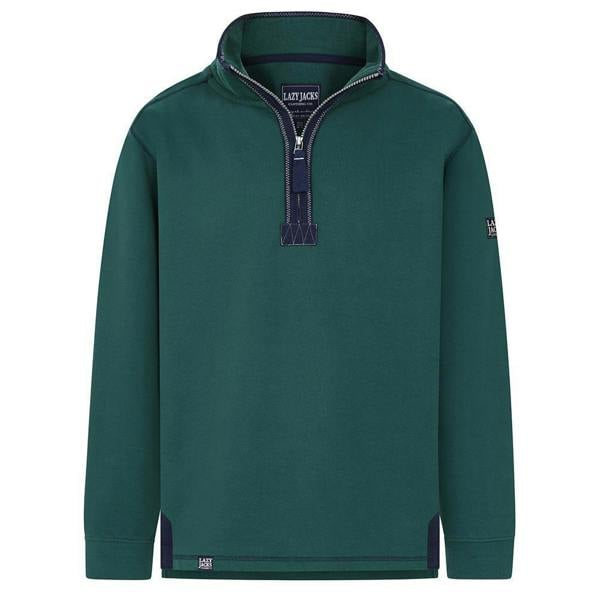 Lazy Jacks Mens Quarter Zip Sweatshirt - Forest