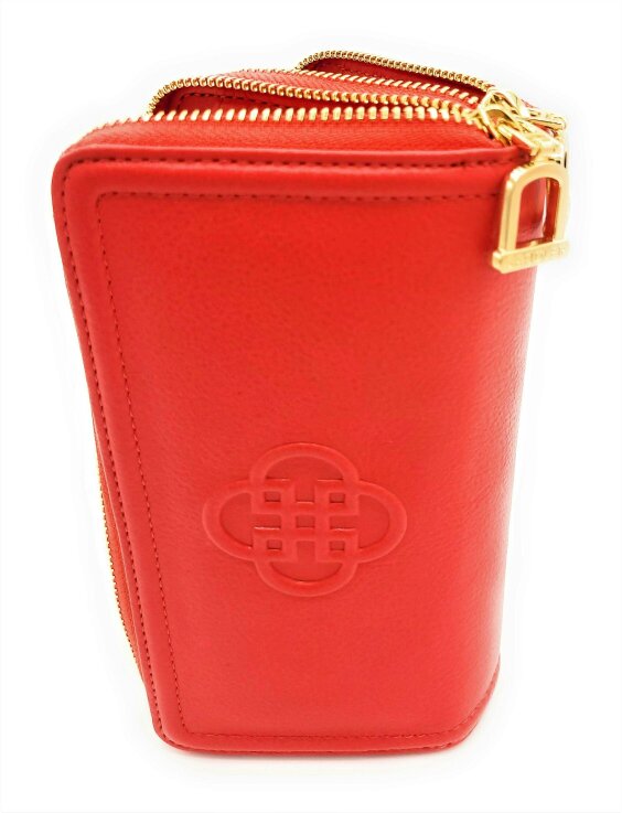 SADDLER WILLOW Real Leather Designer RFID Double Zip Purse & Phone Holder | Gift Boxed