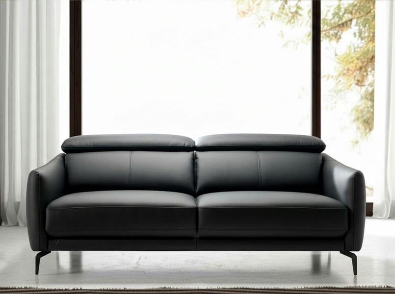 Angel Cerdá Black leather sofa 6058/6059