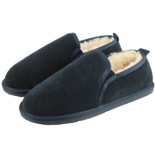 Eastern Counties Leather Mens Avi Sheepskin Hard Sole Slippers - Navy