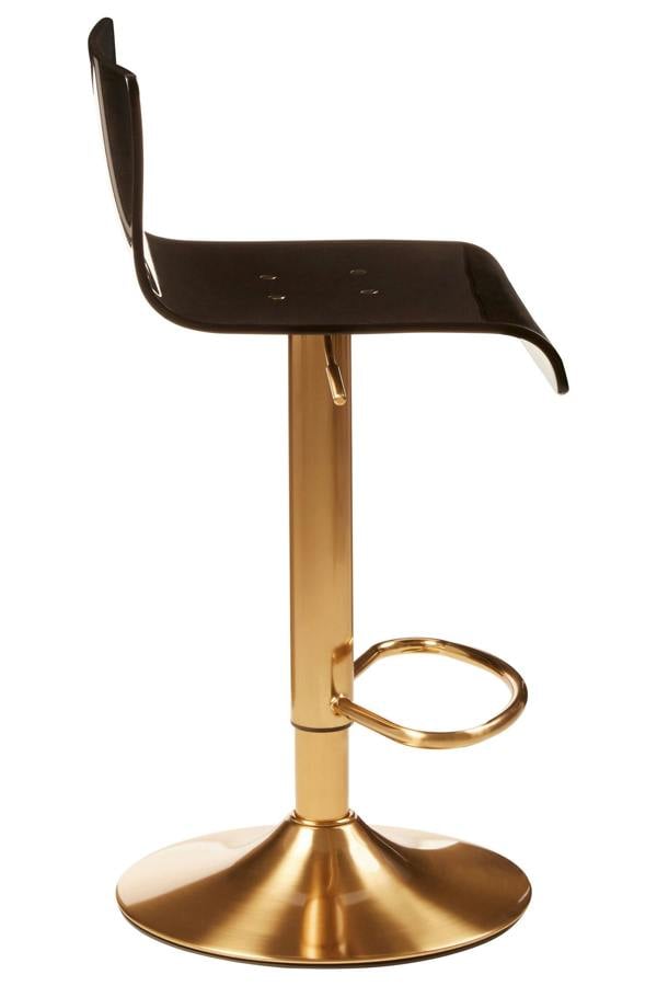 Interiors by Premier Baina Black Acrylic Seat Bar Stool with Gold Base