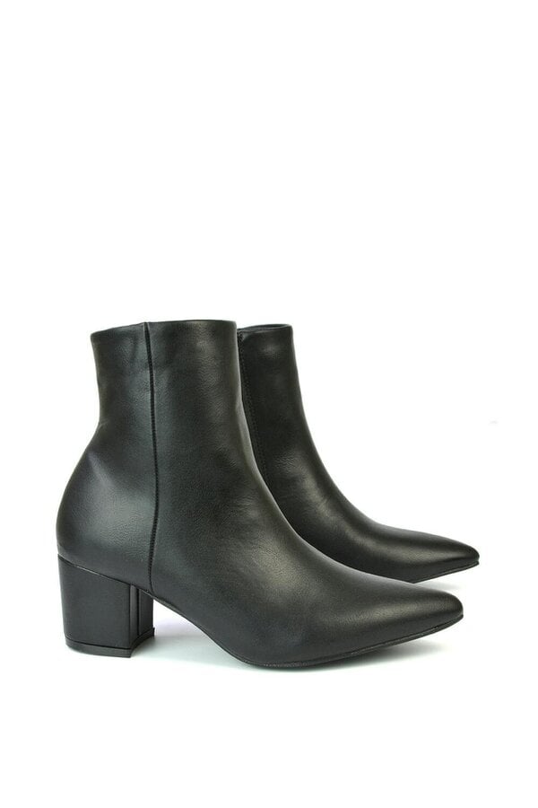 XY LONDON Pointed Toe Low Block Heel Ankle Boots