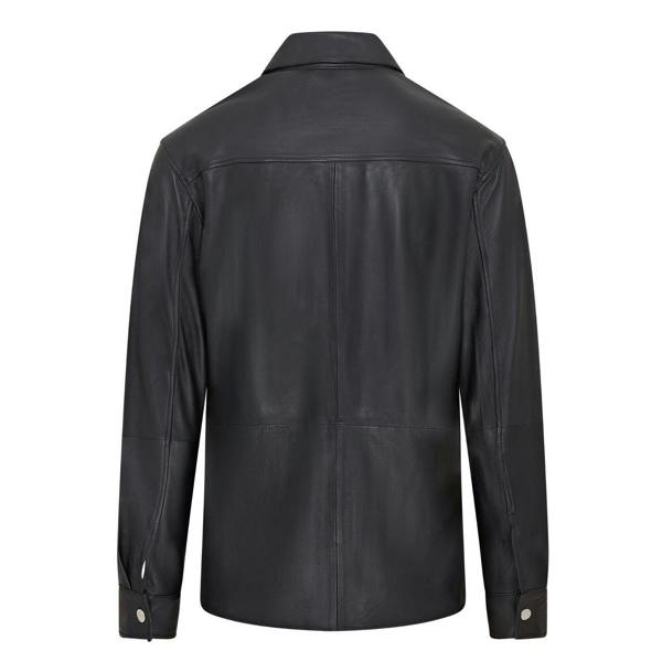 Infinity Leather Mens Black Leather Trucker Western Unlined Shirt Jacket - Abilene