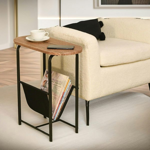 Rafaelo Mobilia Industrial Side Table With Magazine Holder Brown