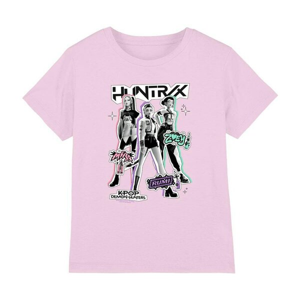 K-Pop Demon Hunters Childrens/Kids Huntr/X Scrapbook T-Shirt - Pink