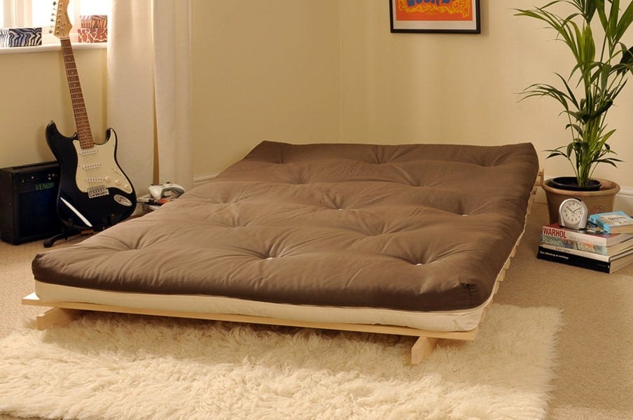 Comfy Living Wooden Futon sofa bed frame with a Standard Mattress