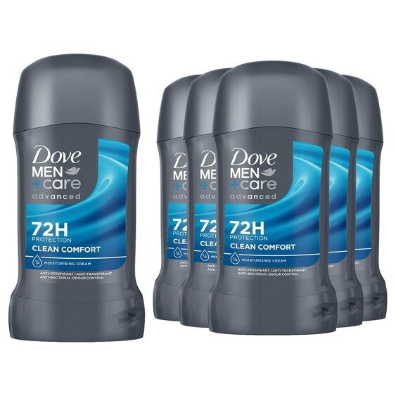 Dove Men+Care Anti-Perspirant Stick Clean Comfort 6x50ml 72H Sweat Protection