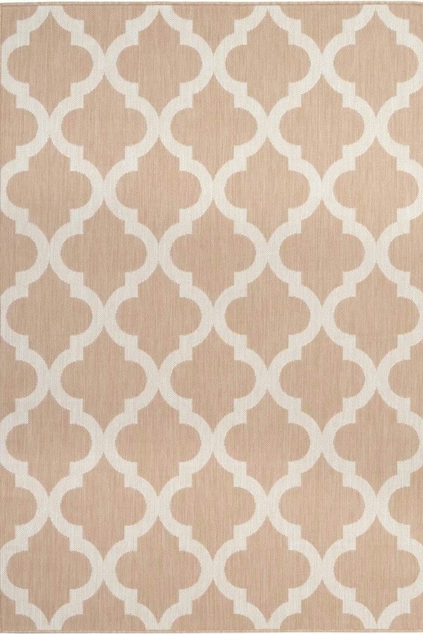 Beige Trellis Design Outdoor Rug for Garden & Patio