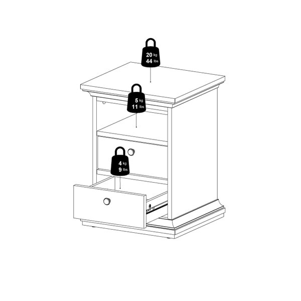 Wyld Haus Osaka Farmhouse Dark Grey Wooden Bedside Table 2 Drawers
