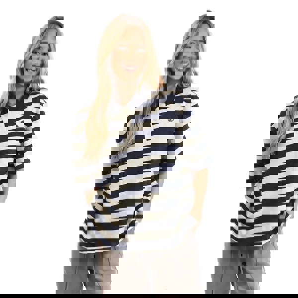 Timberland Womens Striped Short-Sleeved Polo Shirt - Blue