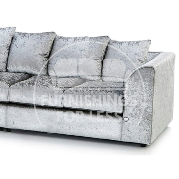 Crystal Crushed Velvet Scatter Back 5 Seater L Shaped Corner Sofa - 4