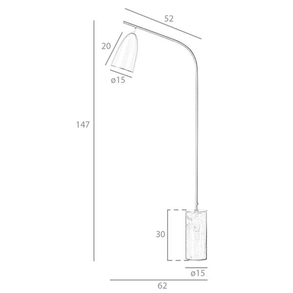 Angel Cerdá Marble and White Steel Floor Lamp 8036