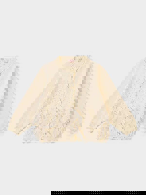 GWD Snowflake Ruffle Cream Cardigan
