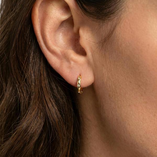 Gold Trip Crystal Wave Huggie Hoops