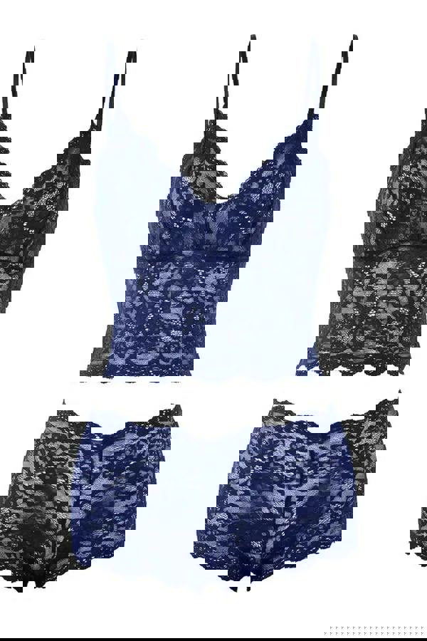 WOVCOR 4-Piece Satin Bridal Pajama Set Set with Lace Details