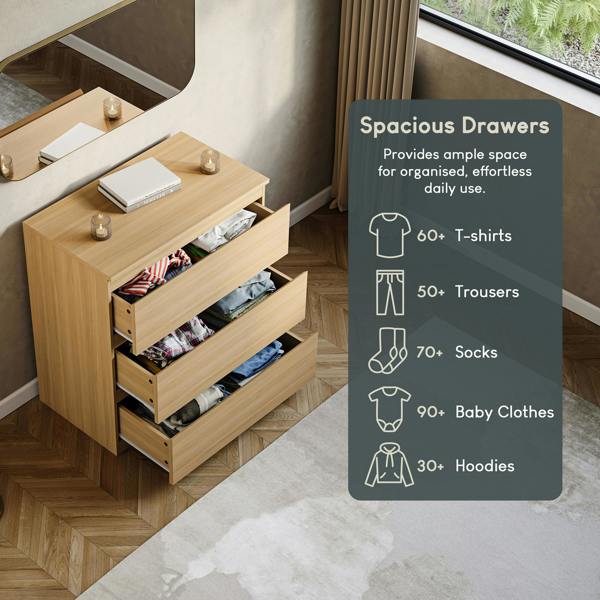 Vida Designs Denver 3 Drawer Chest, Black