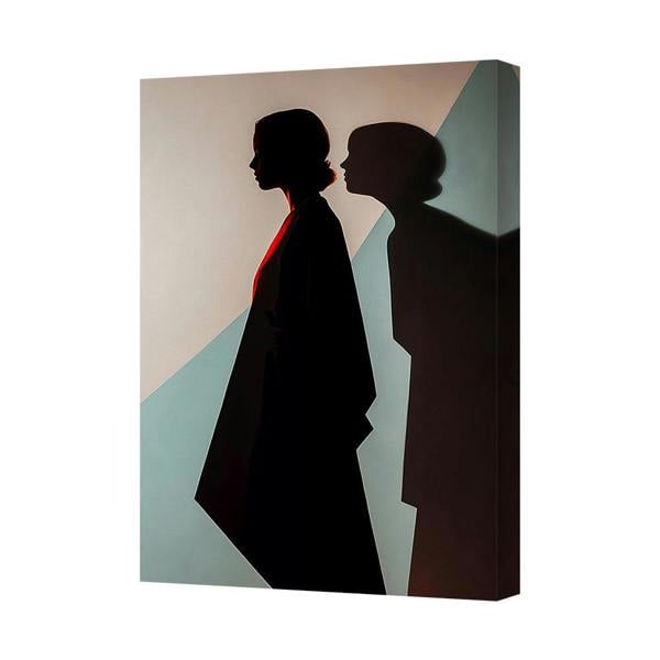 Benjamin Tate Design Silhouette Portrait Canvas Wall Art Two Figures On Geometric Backdrop