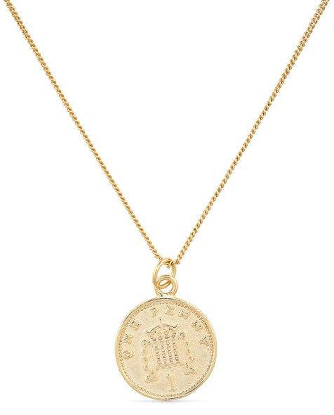 Chunky 18K Gold Lucky Penny Coin Medallion Necklace - Necklaces - Elk & Bloom