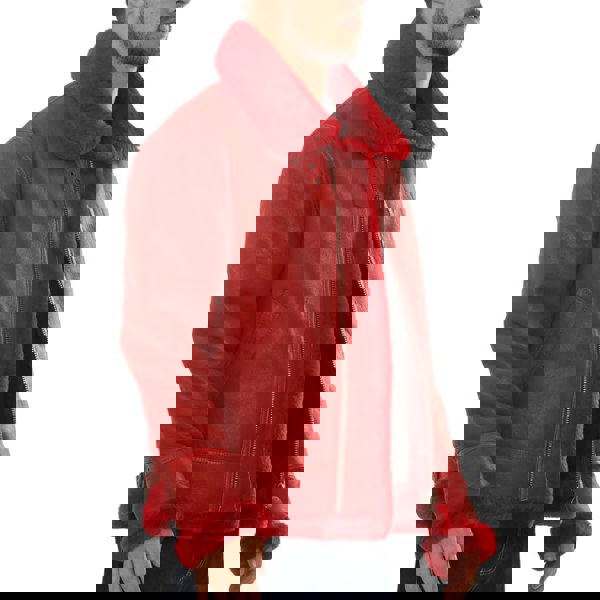 Leather Company Men's Red Shearling B3 Bomber Leather Jacket