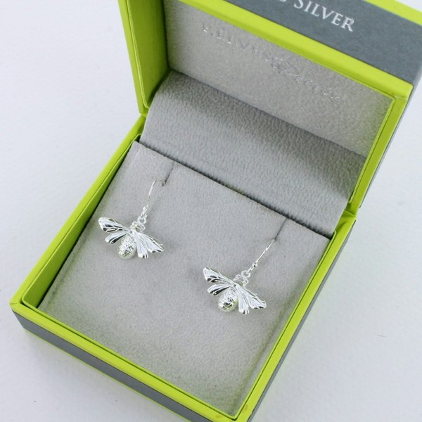 Sterling Silver Queen Bee Drop Earrings - Reeves & Reeves