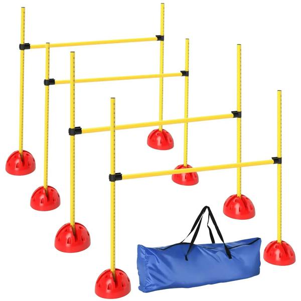 Yellow dog agility hurdle set with carry bag and 4 hurdles