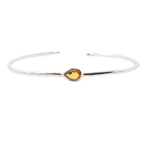 Minimalist Sterling Silver Citrine November Birthstone Bangle Bracelet