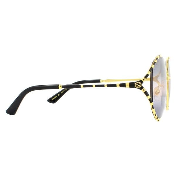 Gucci Sunglasses GG0595S 001 Gold and Black Double Grey Gradient