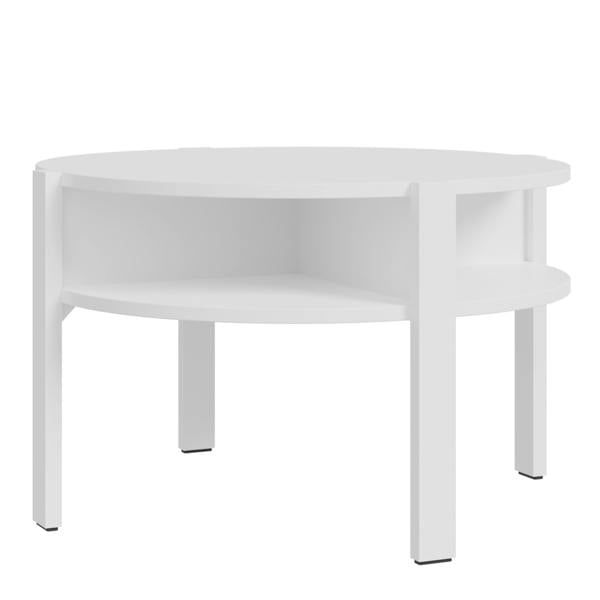 Furniture To Go Tobago Round Coffee Table with Open Shelf in White