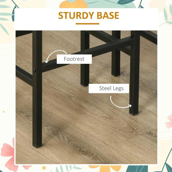 Sturdy bar stool base with footrest bar and black steel legs
