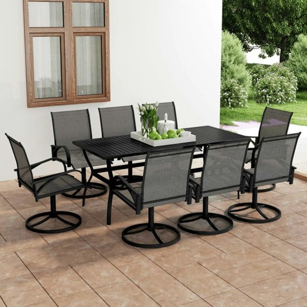 Berkfield 9 Piece Garden Dining Set Textilene and Steel