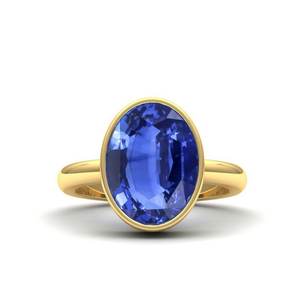 Gemdaia 7.5 Carat Cornflower Blue Sapphire Bezel Ring 'Natural & Untreated