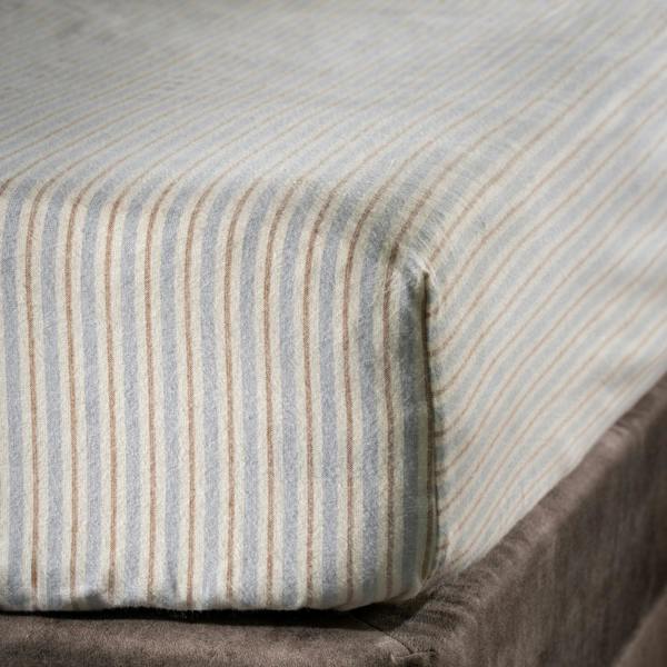 Soak&Sleep Blue/Natural Stripe Brushed Cotton Bed Set
