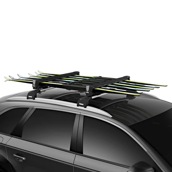 Thule SnowPack L Black Roof Mounted Ski and Snowboard Carrier Holds 6 Skis or 4 Snowboards