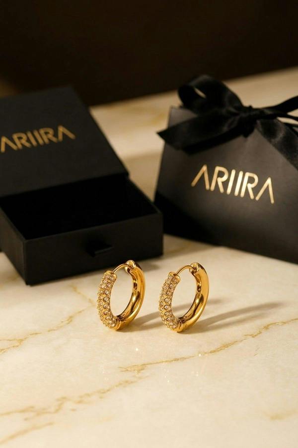 ARIIRA Plum Gold Tone Chunky Pav Hoop