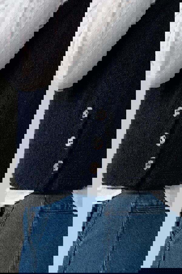 Lily & Me Bramble Boucle Knit Cowl Neck Tank Navy