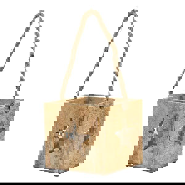 Hill Interiors Wooden Star Tealight Holder - Brown - 