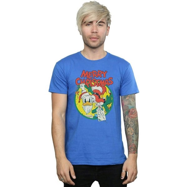 Disney Mens Donald Duck Merry Christmas T-Shirt - Royal Blue