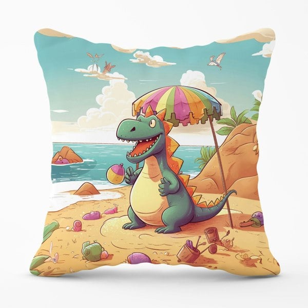 Warren Reed Dragon On A Beach Holiday Cushions