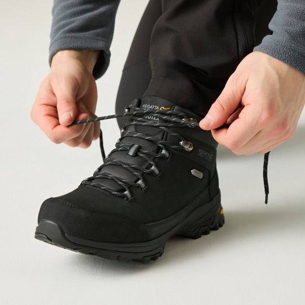 Regatta Mens Burrell Leather Walking Boots - Black