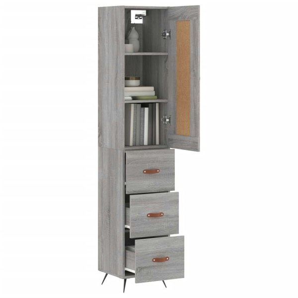 Berkfield Highboard Grey Sonoma 34.5x34x180 cm Engineered Wood