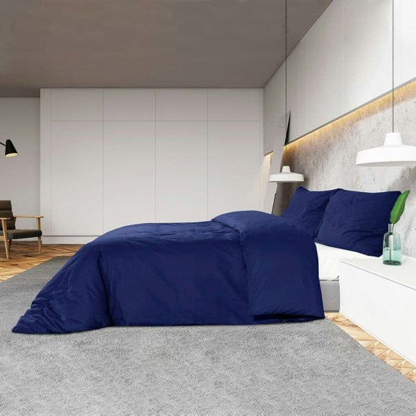 Berkfield Duvet Cover Set Navy Blue 135x200 cm Light-weight Microfiber