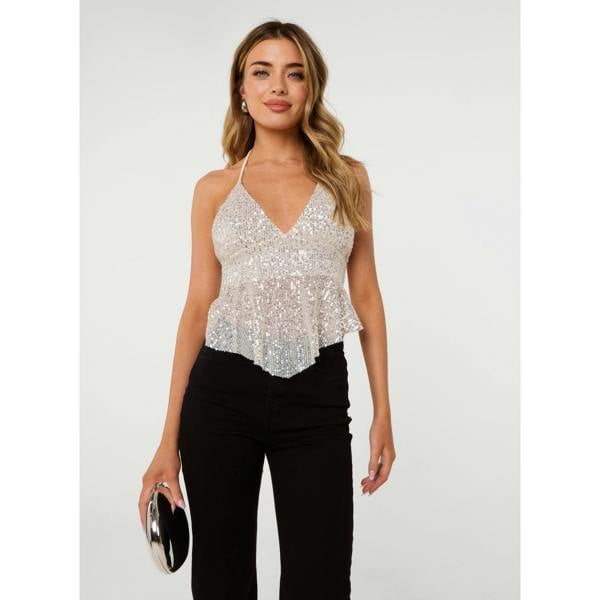 Pink Vanilla Sequin Halter Neck Top