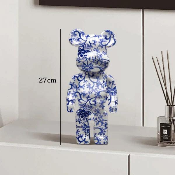 Graffiti Bear Resin Statue Decor | Modern Colourful Bear Ornament 27cm